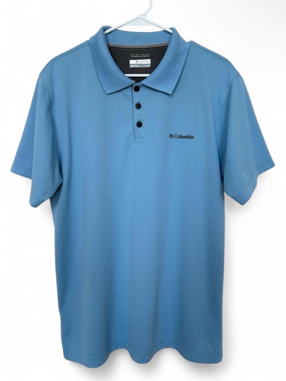 Men's Columbia Omni-wick Short‎ Sleeve Polo Large Quick Dry Performance Golf